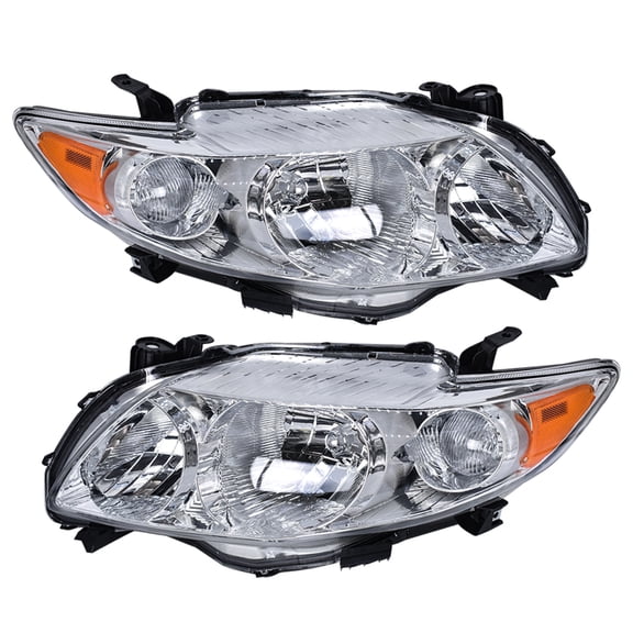 Headlights Headlamps Replacement Heavy Duty Polycarbonate Left Right Headlights Fit for Chrome 2009-2010 Toyota Corolla