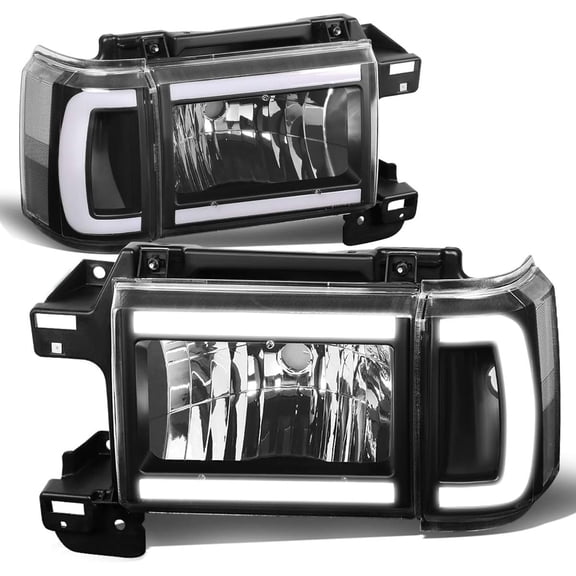 Headlights LED DRL Corner Lamps Black Clear for 1987-1991 Ford Bronco F150 F250