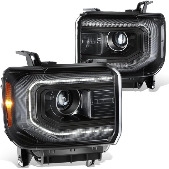 Headlights LED DRL Projector HID Black/Clear for 2016-2019 Sierra 1500/Limited