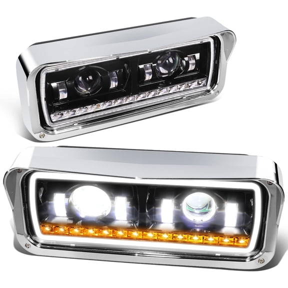 Headlights LED DRL Projector Lamps for 1981-2019 Kenworth W900 Western Star 4800