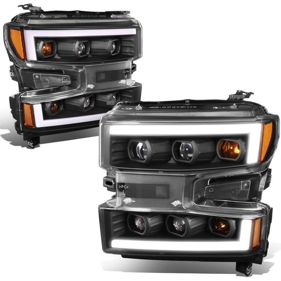 Headlights LED DRL Quad Projector Black for 2019-2021 Silverado 1500 L-Pattern