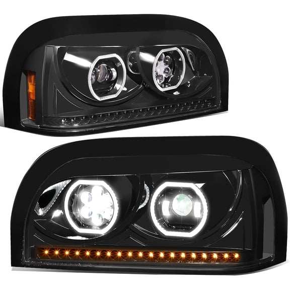 Headlights LED DRL Sequential Signal Projector Black Compatible with 1996-2010 Century Class