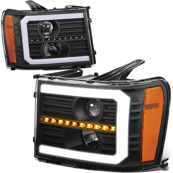 Headlights LED DRL+Sequential Signal Projector Lamp Compatible with 2007-2014 Sierra GMT900