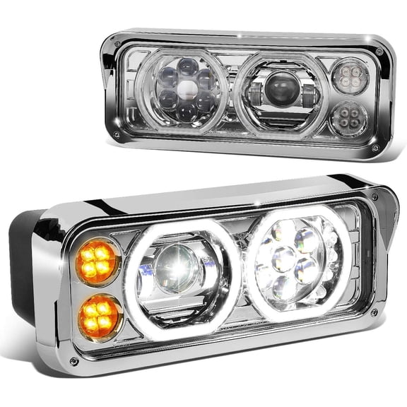 Headlights LED Projector Lamps for 1981-2019 Western Star Kenworth Peterbilt Full