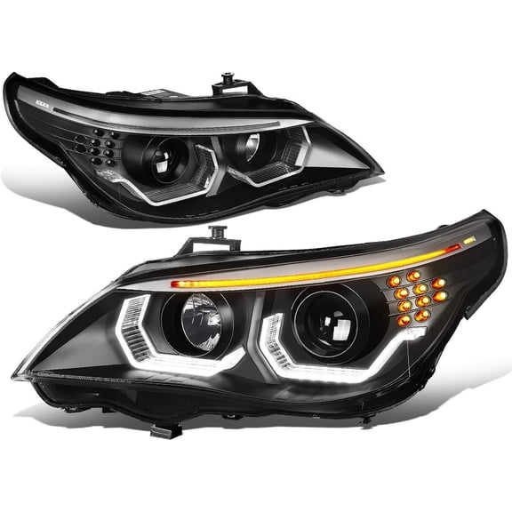 Headlights LED Signal 3D Halo DRL Projector Lamp Compatible with 2004-2007 E60 525I 530I