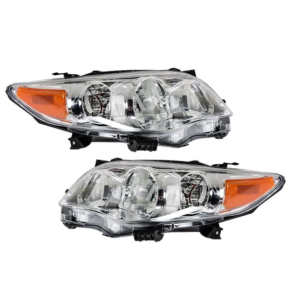 Headlights Left+Right For 2011 2012 2013 Toyota Corolla CE LE L Headlamps Chrome