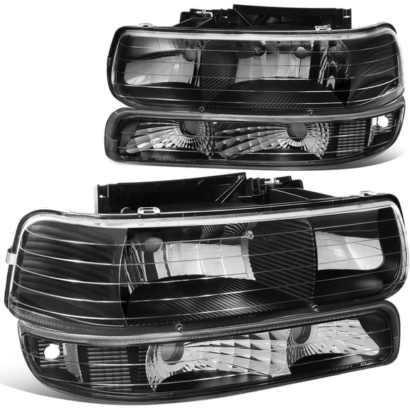Headlights OE Bumper Lamp Black Housing for 1999-2002 Silverado -2006 Suburban Tah