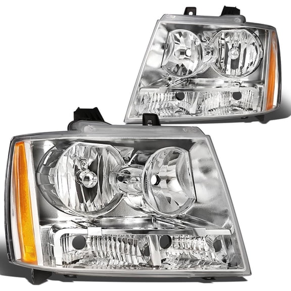 Headlights OE Chrome Housing Amber Side Lamp Set for 2007-2014 Chevy Suburban Tah