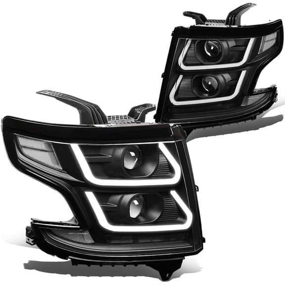Headlights OE LED DRL Projector /Lamp Black/Clear for 2015-2020 Chevy Suburban/Tah