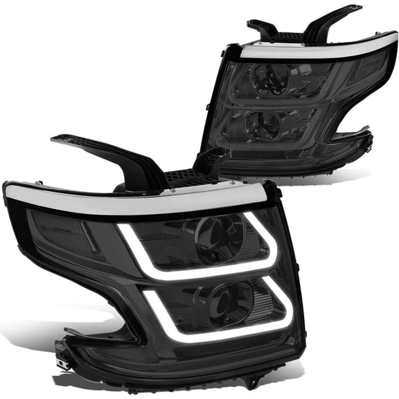 Headlights OE LED DRL Projector /Lamp Smoked/Clear for 2015-2020 Chevy Suburban/Tah
