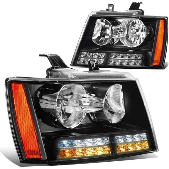 Headlights OE LED Drl+Turn Signal Headlamp Black/Amber for 2007-2014 Suburban Tah