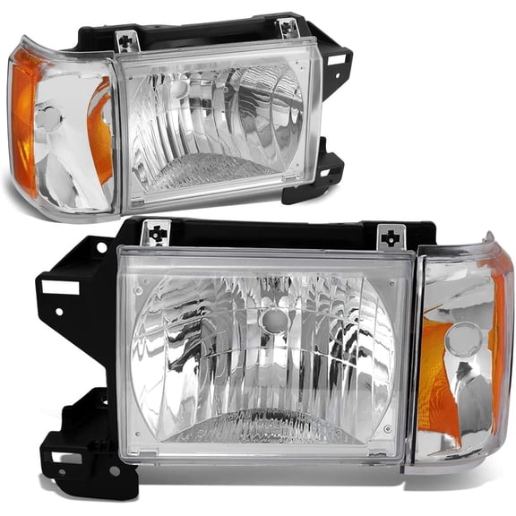 Headlights OE Style Corner Lamp Chrome/Amber for 1987-1991 Ford F150 F250 Bronco