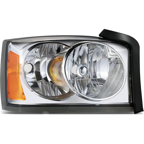 Headlights Passenger Side Chrome Housing OE Style Lamp Compatible with 2006-2007 Dodge Dakota