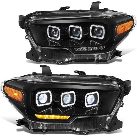Headlights Sequential Signal Tri-Halo Ring Projector LED for 2016-2023 Tacoma
