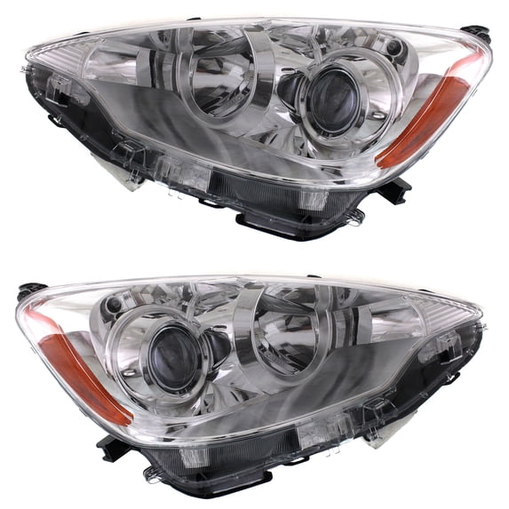 Headlights with Bulbs Halogen for 2012-2014 Toyota Prius C Base 4 Cyl 1.5L