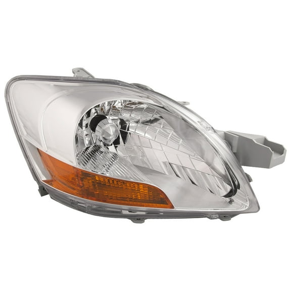 HeadlightsDepot Chrome Housing Halogen Headlight Compatible with Toyota Yaris 2007-2012 4-Door Base Model Includes Right Passenger Side Headlamp 8113052750
