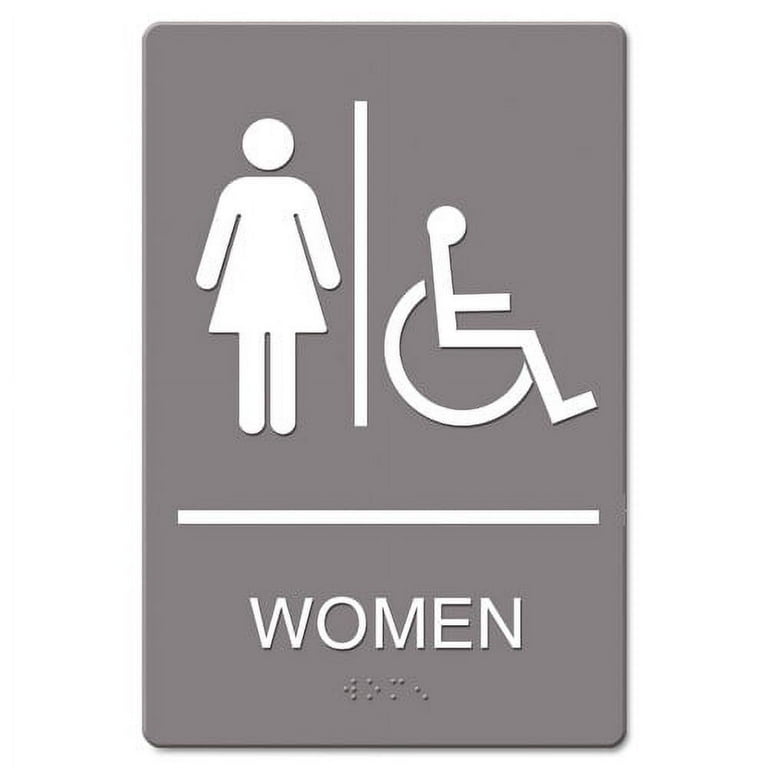 ADA Sign, Women Restroom Wheelchair Accessible Symbol, Molded Plastic, 6 x 9 ADA Sign, Women Restroom Wheelchair Accessible Symbol, Molded Plastic, 6 x 9