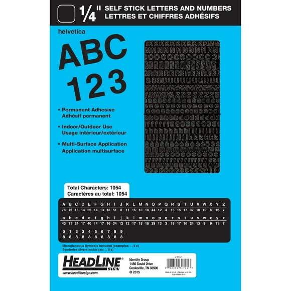 Headline/Geotype Vinyl Lettering, Helvetica, 1/4", Black Captial Letters