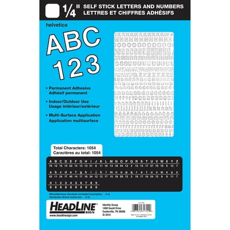 Headline/Geotype Vinyl Lettering, Helvetica, 1/4", White Captial Letters