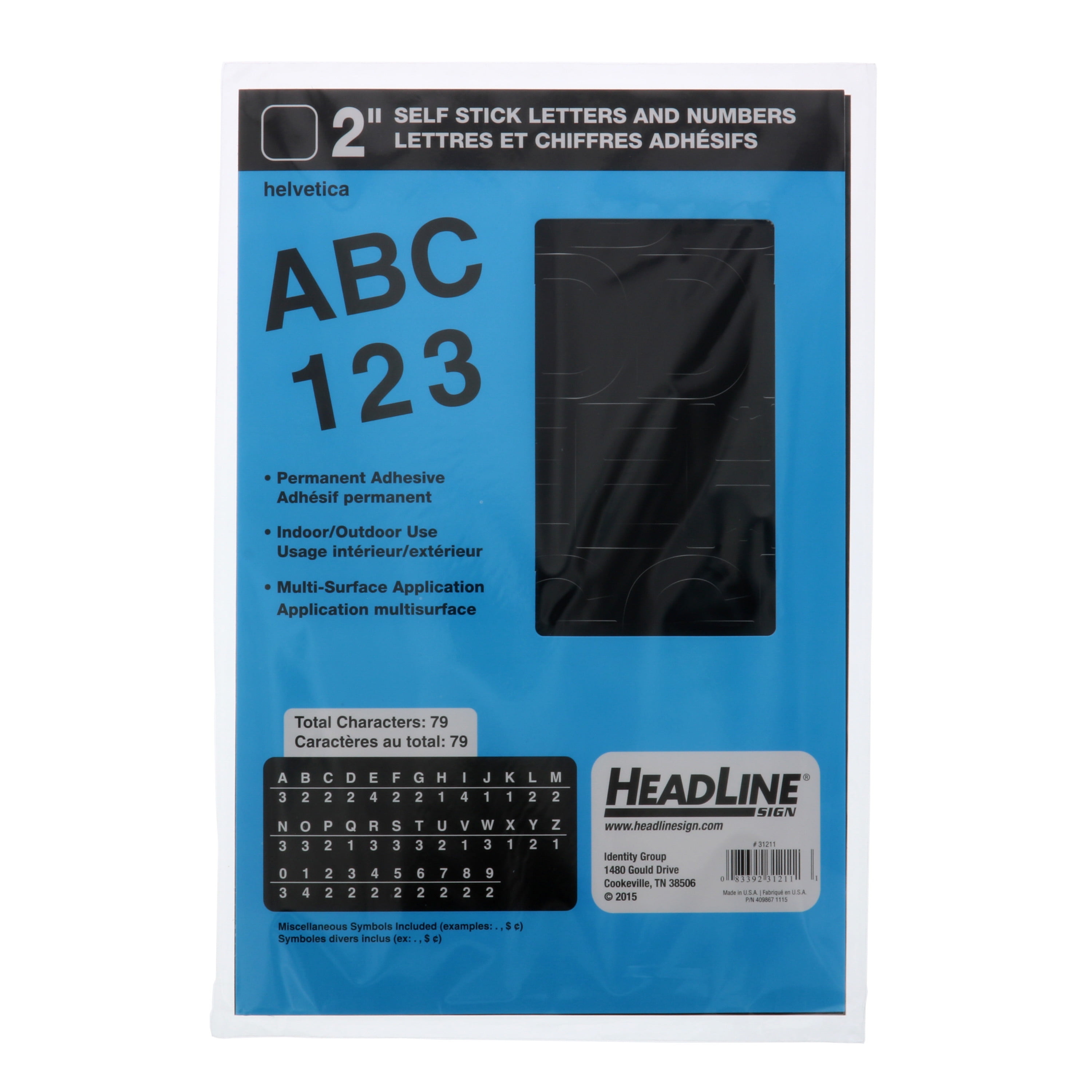 Black 2-Inch Helvetica Vinyl Stick-On Letters and Numbers