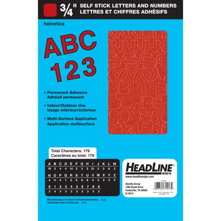 Headline/Geotype Vinyl Lettering, Helvetica, 3/4", Red Captial Letters