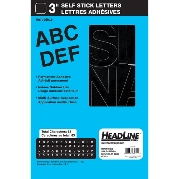 Headline/Geotype Vinyl Lettering, Helvetica, 3", Black Captial Letters