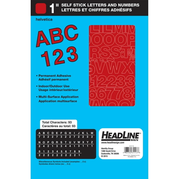 Headline/Geotype Vinyl Lettering, Helvetica, 3", Red Captial Letters