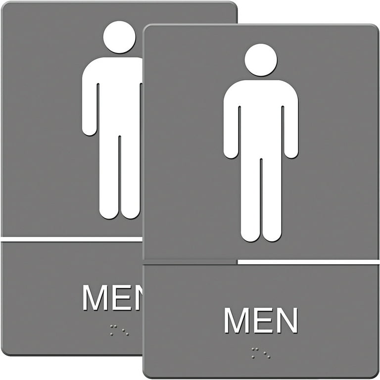 ADA Sign, Men Restroom Symbol w/Tactile Graphic, Molded Plastic, 6 x 9, Gray ADA Sign, Men Restroom Symbol w/Tactile Graphic, Molded Plastic, 6 x 9, Gray