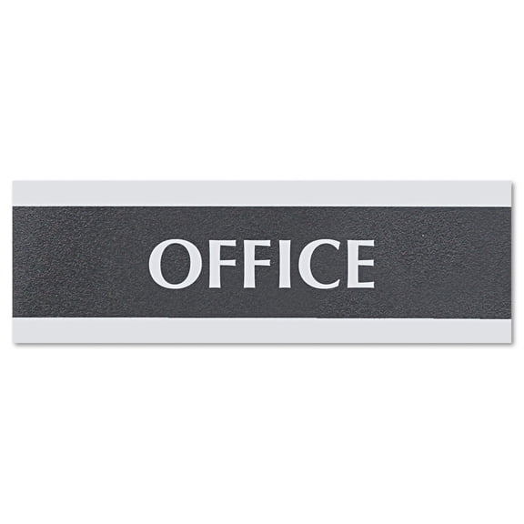 Headline Sign Century Series Office Sign OFFICE 9 x 3 Black/Silver 4762