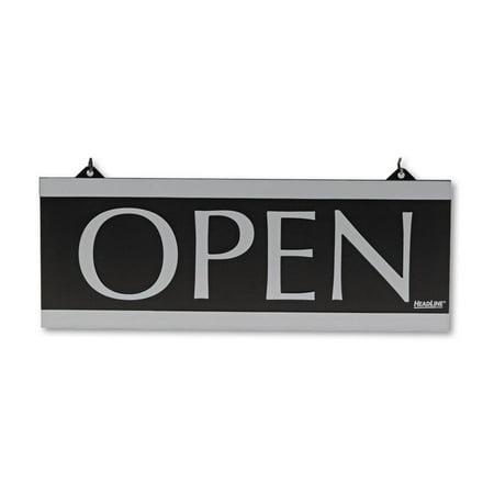 Headline Sign Century Series Reversible Open/Closed Sign, w/Suction Mount, 13 x 5, Black