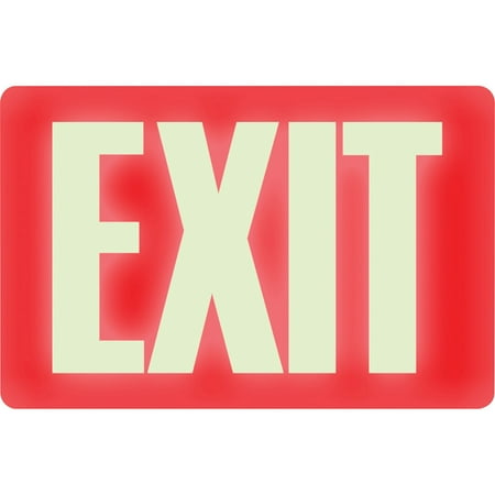 Headline® Sign Glow In The Dark Sign, 8 X 12, Red Glow, Exit 4792