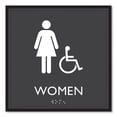 thumbnail image 1 of 8 in. x 8 in. Women Accessible Plastic ADA Sign - Clear/White, 1 of 5