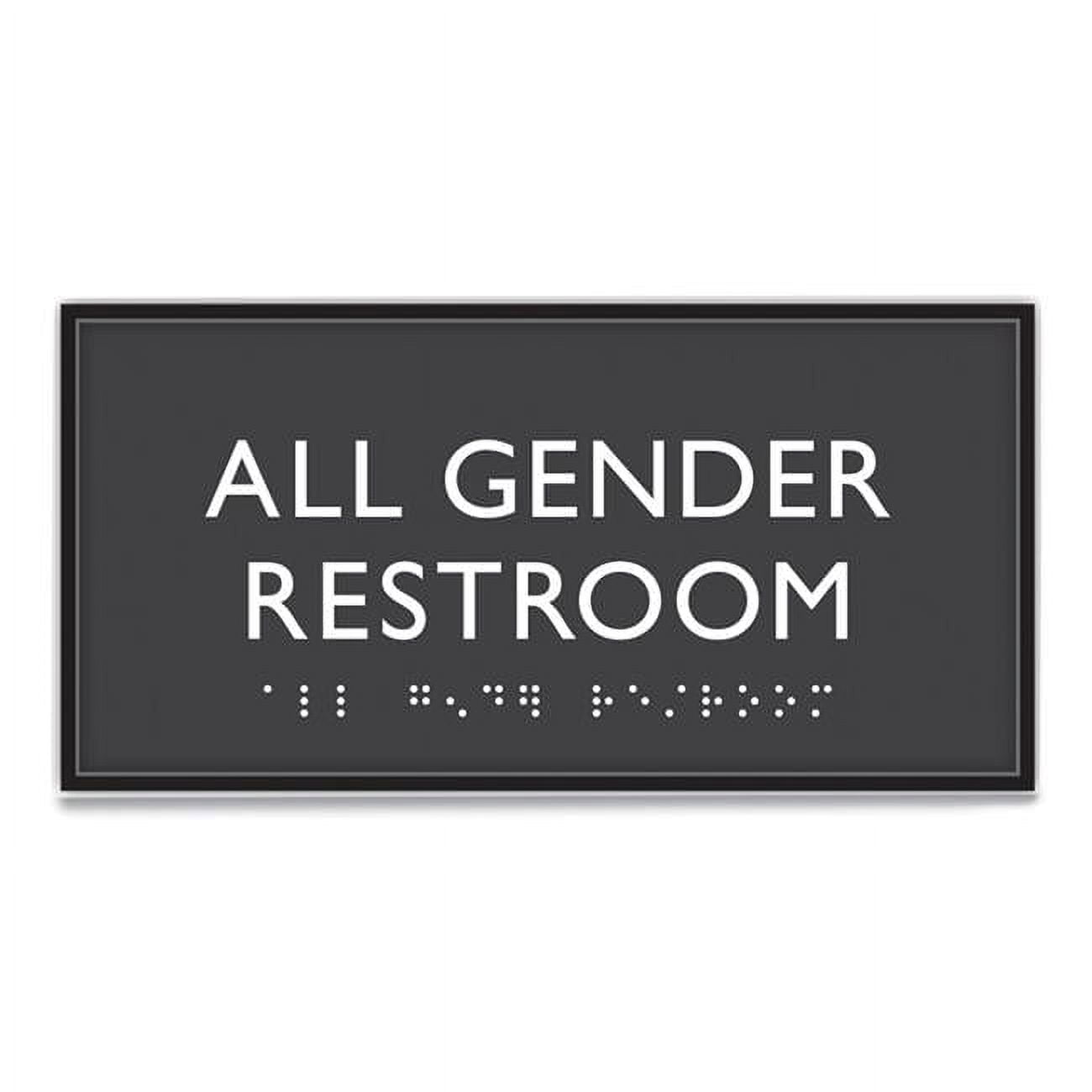 ADA Sign, All Gender Restroom, Plastic, 4 x 4, Clear/White ADA Sign, All Gender Restroom, Plastic, 4 x 4, Clear/White