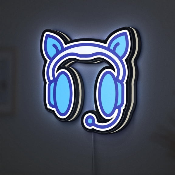 Headphone 3D Novelty Light Box, Gamer Room Wall Art, Cool Streaming Setup Light Ideal for Gaming Fans (Height 12 inch, 30cm)