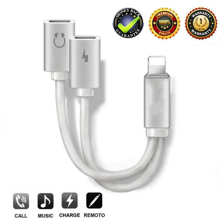 Headphone Adapter 2 in 1 Splitter Adapter Dual Lighting Compatible with iPhone Xs XS Max XR X 8 7 Suitable for iOS10 iOS 11 and iOS 12 Black