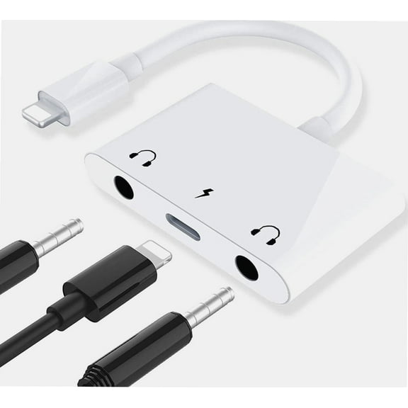 Headphone Adapter for iPhone,3 in 1 Dual 3.5mm Audio Stereo Splitter Compatible with iPhone 14 13 Pro/12 iPad,Audio Output for 3.5mm Jack Earphone,Headphone,Speaker and More