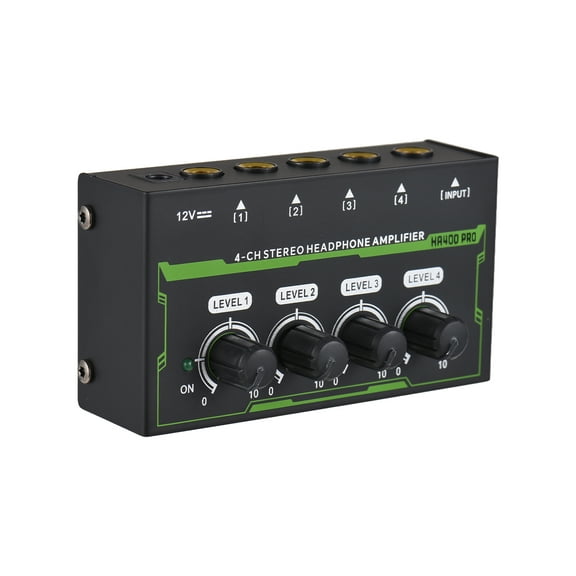 Headphone Am,4 Channel 12v 6.35mm Adapter With Stereo Amplifier Amp Splitter Am Studio Portable Amp 6.35mm Input/output Portable Amp Audio Adapter 6.35mm Splitter Studio 4
