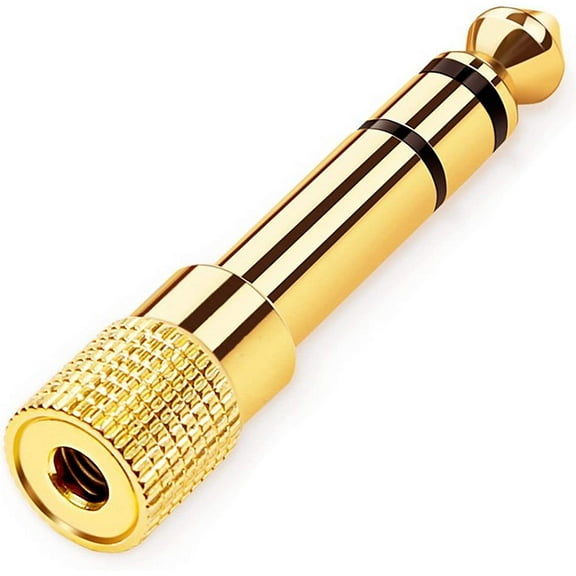 Headphone Audio Adapter Plug 3.55mm 1/8 inch Female to Male 6.35mm 1/4 inch for Electric Guitar Aux Cable Piano Keyboard Amplifier Mic Gold Plated 1-Pack