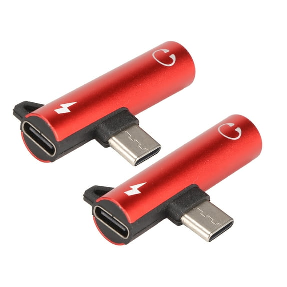 Headphone Aux Type 2PCS USB C To 3.5mm Audio Adapter 2 In 1 Audio Charging USB C To Audio Jack ABS USB C To AudioJack For Phone Tablet Red