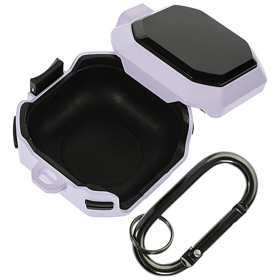 MLINS Purple Earphone Protective Case with Hook for Storage Small Compact Design Fits Most Earbuds 3.5 x 2.1 inches