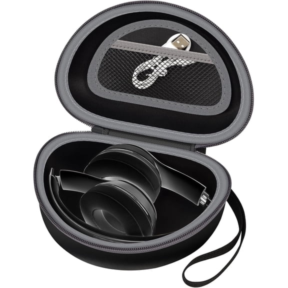 Headphone Case Compatible with Beats Solo 4/ Studio Pro/ Solo3/ Studio3/ Solo2/ Solo Pro Bluetooth On-Ear Over-Ear Headphones Headset - Black+ Grey Zipper (Box Only)
