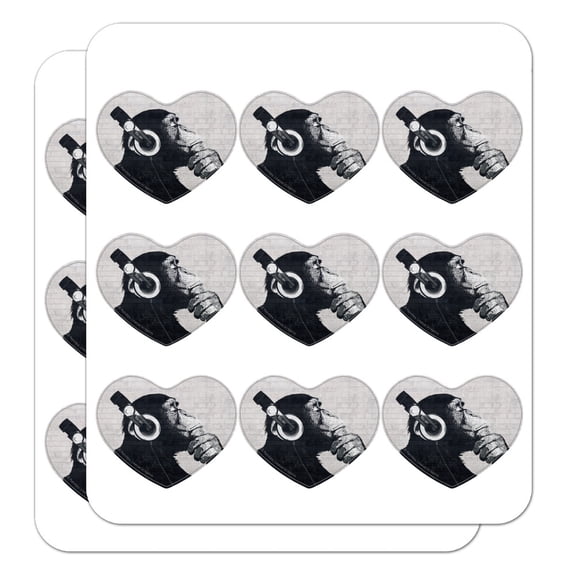 Headphone Chimp Monkey Wall Heart Shaped Planner Calendar Scrapbook Craft Stickers