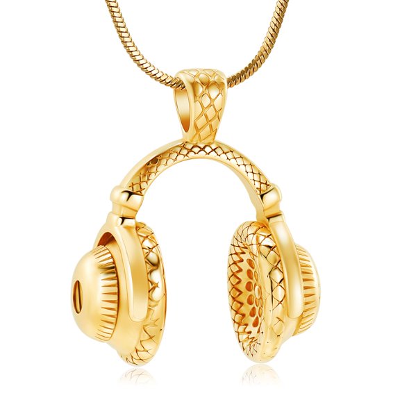 Headphone Cremation Urn Pendants with Chain Memory Necklace Memorial Jewelry