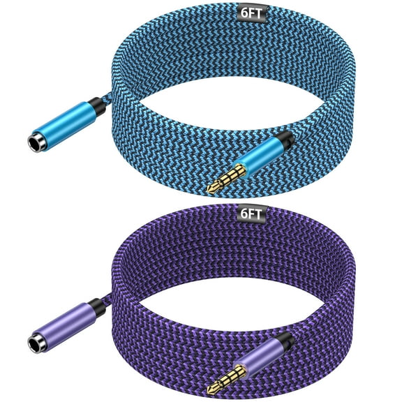 Headphone Extension Cable 6ft,AILKIN 2PACK 3.5mm Male to Female Stereo Jack Audio Extension Cable Cord Headphone Extension Cable Headset Adapter for iPhone,iPad,Tablet,Media Player