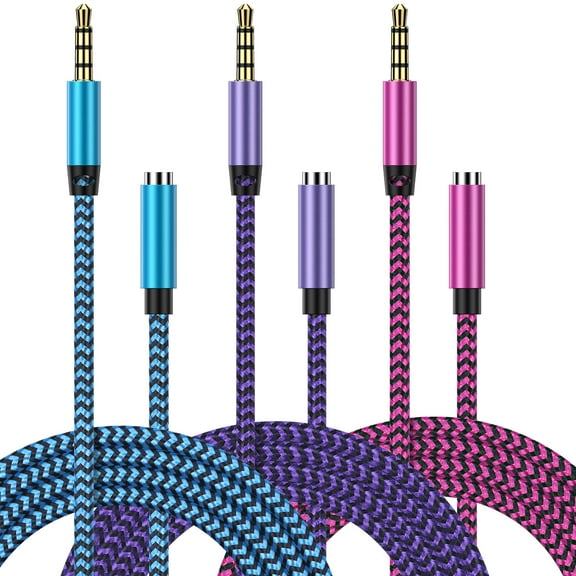 Headphone Extension Cable 6ft,AILKIN 3PACK 3.5mm Male to Female Stereo Jack Audio Extension Cable Cord Headset Adapter Headphone Extension Cable for iPhone,iPad,Tablet,Media Player
