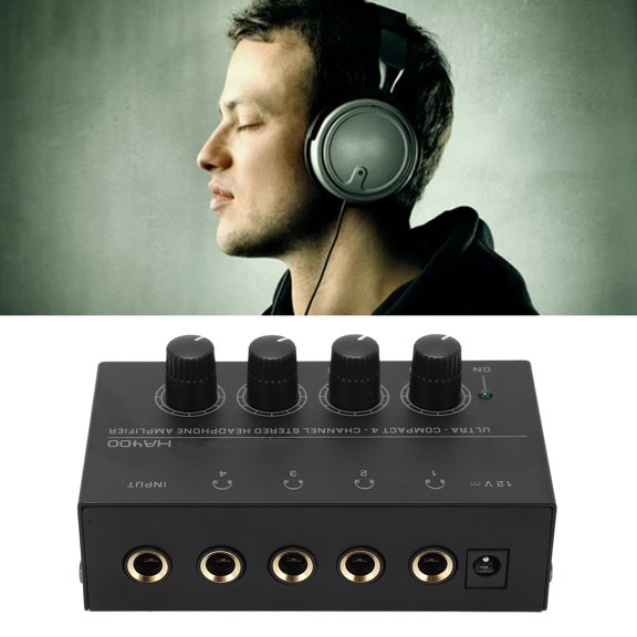 Headphone , Professional Ultra Compact 4 Channel Metal Stereo Audio Ultra Low Noise Mini Headphone Splitter With 1/4in TS Connector For Sound Mixer