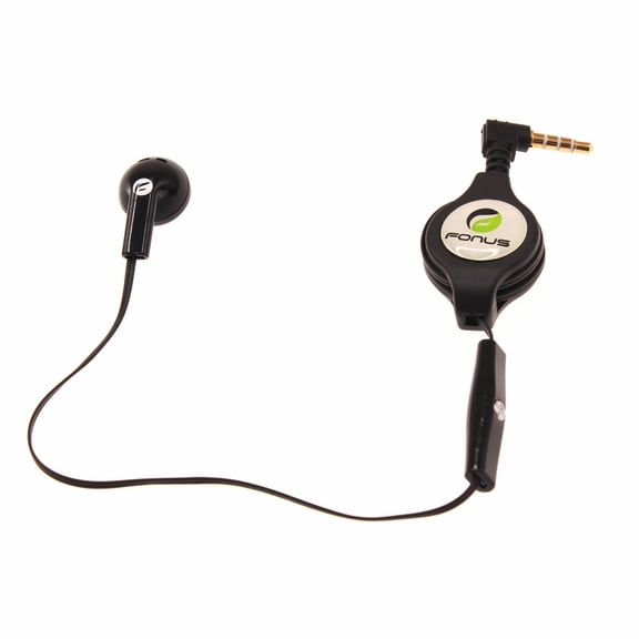 Headphone Retractable Mono Earphone for Samsung Galaxy A06 - 3.5mm w Mic Headset Handsfree Earbud Earpiece for Galaxy A06