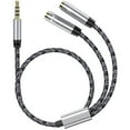 thumbnail image 1 of Headphone Splitter,1Pack 3.5mm 4-Pole Male to 2 Dual Female Audio Splitter Jack Adapter Headphone Mic and Audio Y Splitter Cable Headset Adapter Stereo Jack Cable for Laptop PC Phone Tablet Gaming, 1 of 7