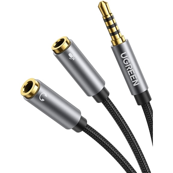 Headphone Splitter 3.5mm 2 Female to 1 Male Mic and Audio Y Splitter TRRS Headset Adapter Cable Stereo Compatible with Switch 2/PS4/PS5 Steam Deck Xbox PC Laptop Phone Tablet Gaming