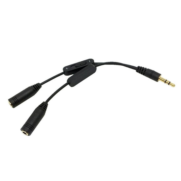 Black Plastic Earphone Adapter Cable for Connection Use 3.5mm Male to 2 Female Splitter